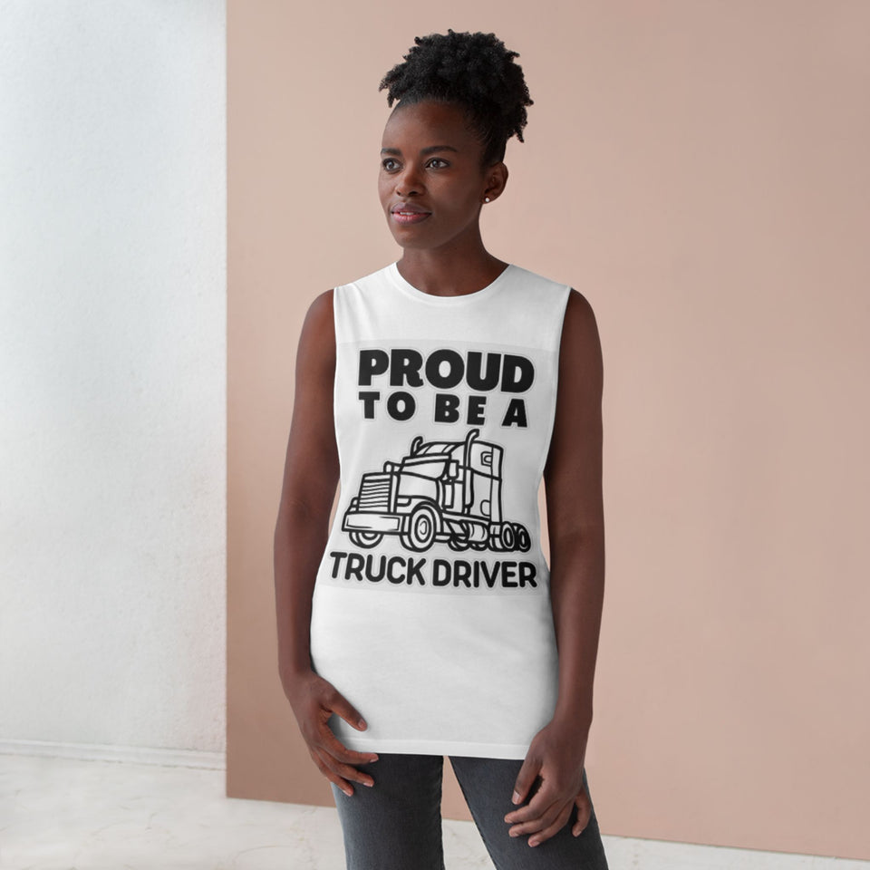 Truck Driver Tank Top — "Proud to Be a Truck Driver" Graphic Sleeveless Shirt