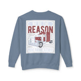 Trucker Crewneck Sweatshirt — “We’re the Reason You Have Stuff” Graphic