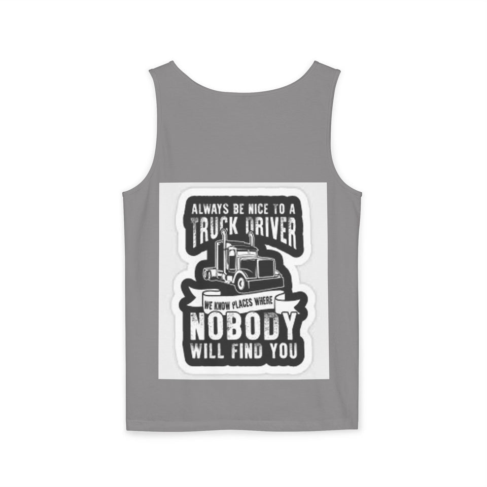 Truck Driver Tank Top — "Always Be Nice to a Truck Driver" Vintage Trucker Graphic