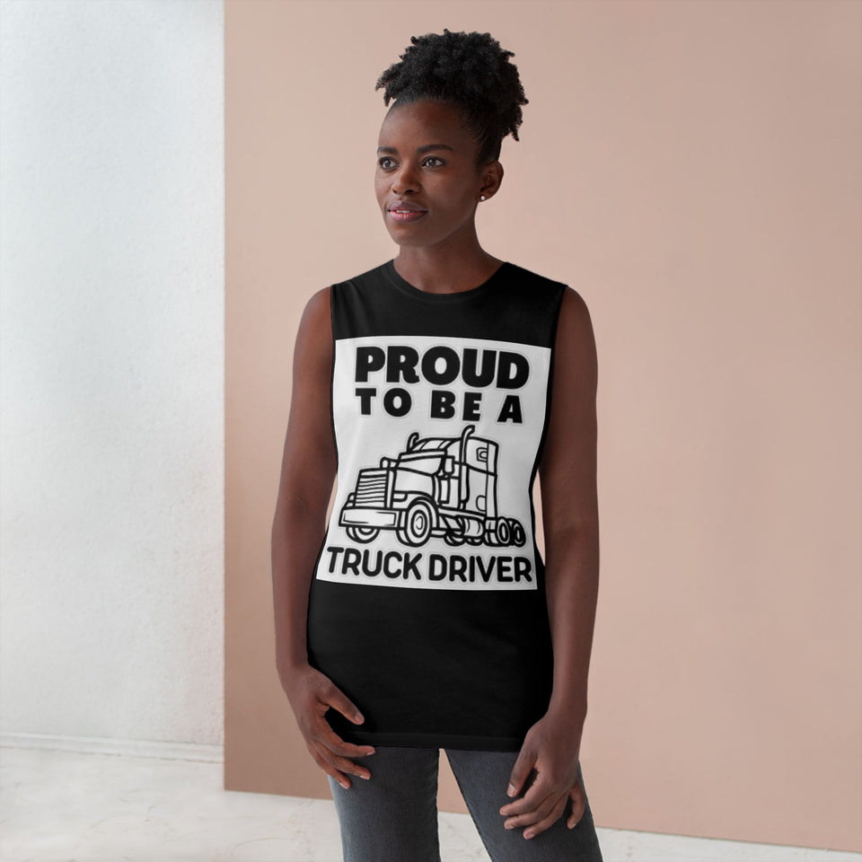 Truck Driver Tank Top — "Proud to Be a Truck Driver" Graphic Sleeveless Shirt