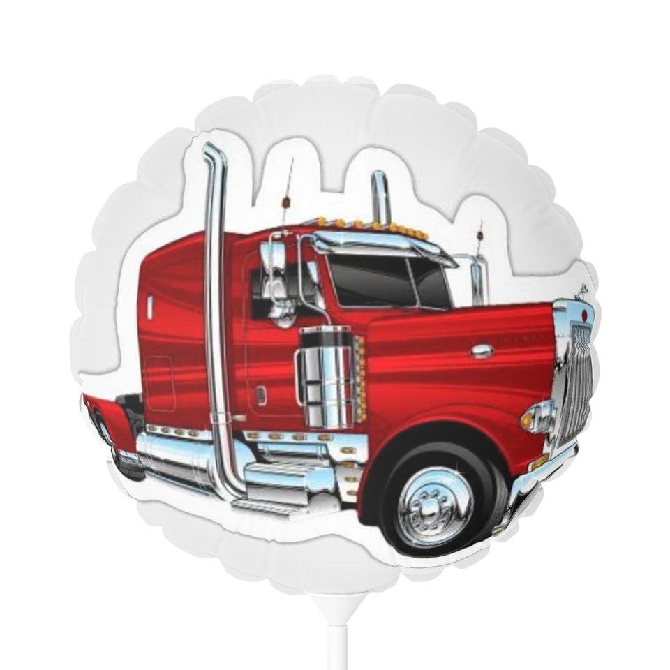 Red Semi Truck Foil Balloon — 11" Round/Heart-Shaped Party Balloon