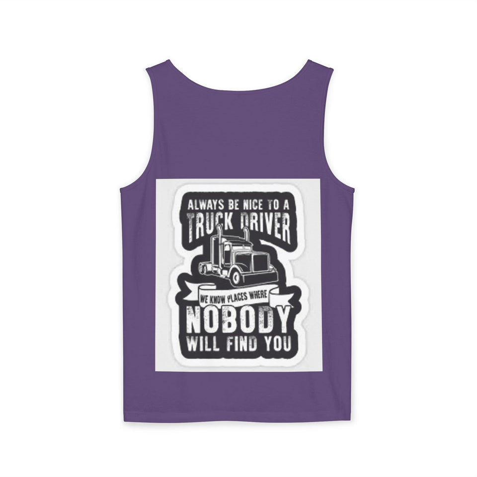 Truck Driver Tank Top — "Always Be Nice to a Truck Driver" Vintage Trucker Graphic