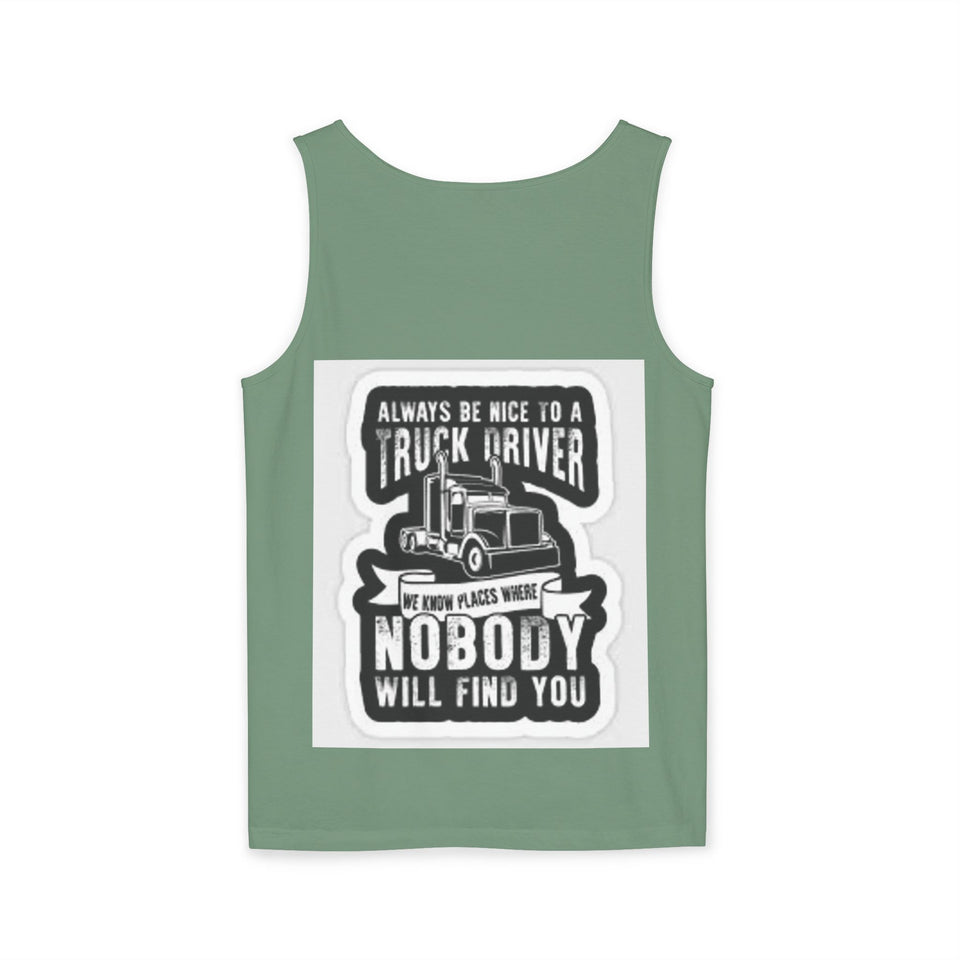 Truck Driver Tank Top — "Always Be Nice to a Truck Driver" Vintage Trucker Graphic