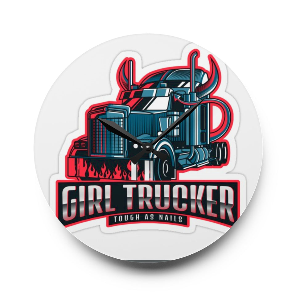 Truck Driver Acrylic Wall Clock — "I Stop When I'm Done" Retro Semi Truck Decor