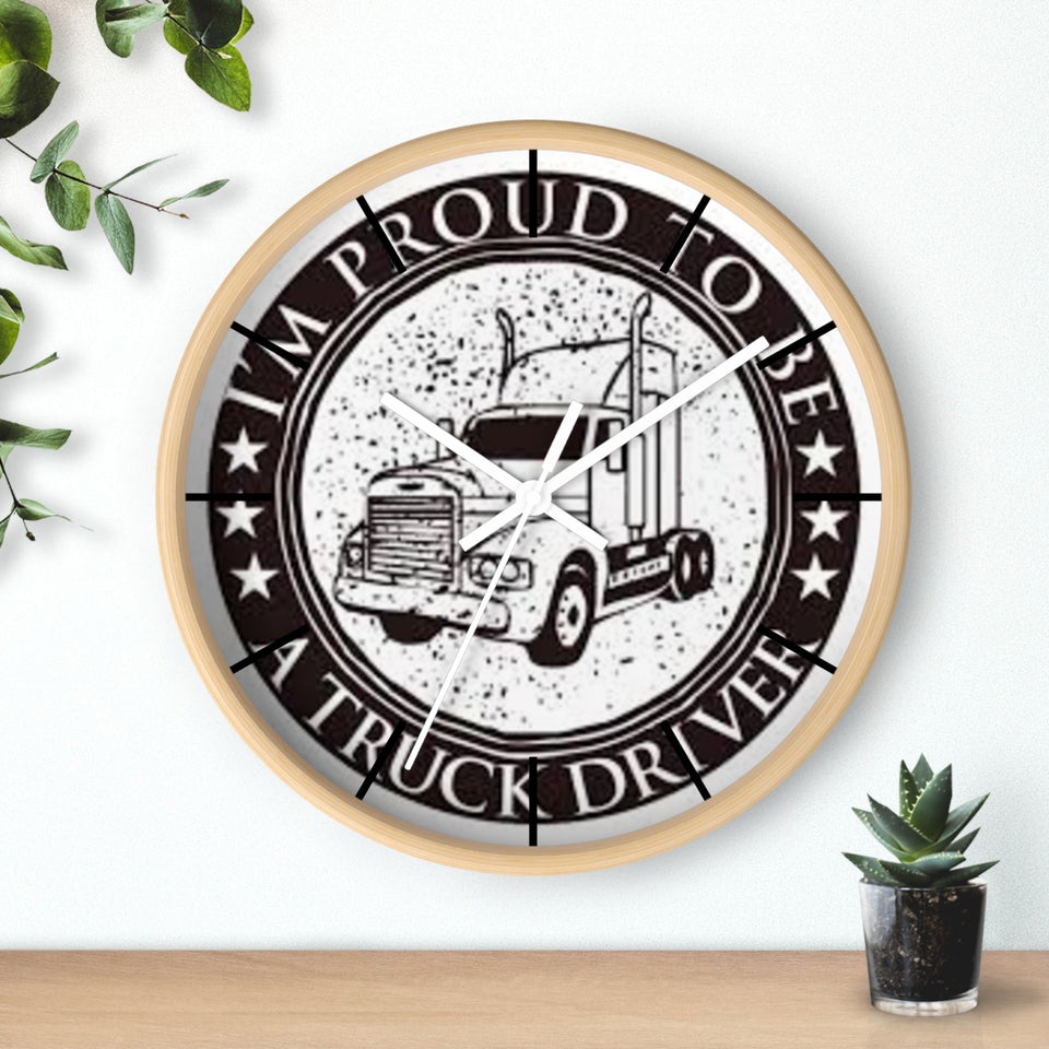 Truck Driver Wall Clock — “I'm Proud to Be a Truck Driver” Vintage Semi Truck Clock