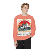 Truck Driver Sweatshirt — “Always Be Nice to a Trucker” Retro Semi Tee