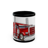 Red Semi Truck Coffee Mug — Trucker Gift Black 11oz/15oz