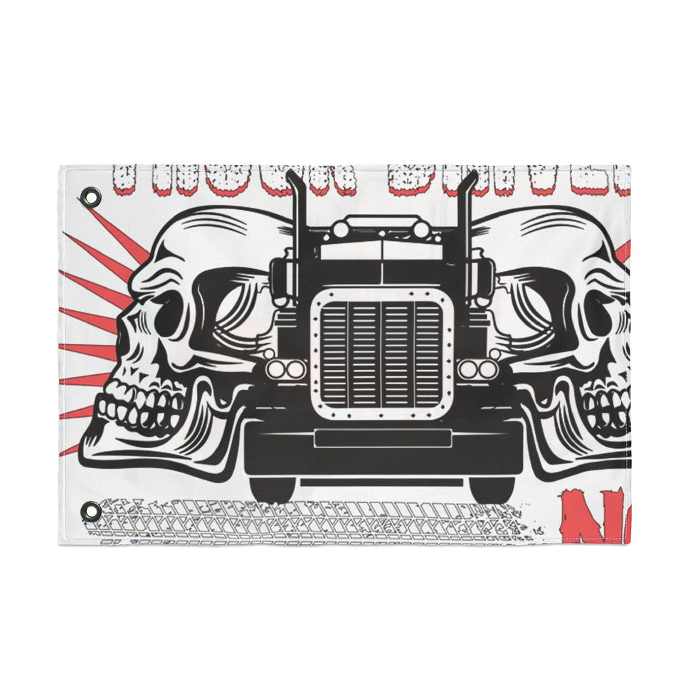 Double-Sided Truck Flag — Big Rig Skull Design (Grommeted Outdoor/Patio Banner)