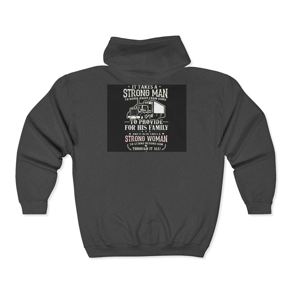 Strong Man Strong Woman Zip Hoodie – 'It Takes a Strong Man to Provide' Family Tribute
