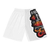 Basketball Shorts - 'Burnin' Diesel' Vintage Truck Graphic All-Over Print