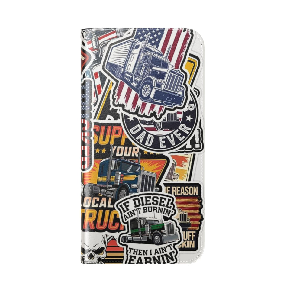 Trucker Sticker Collage Flip Case — Wallet Phone Cover for Truck Drivers