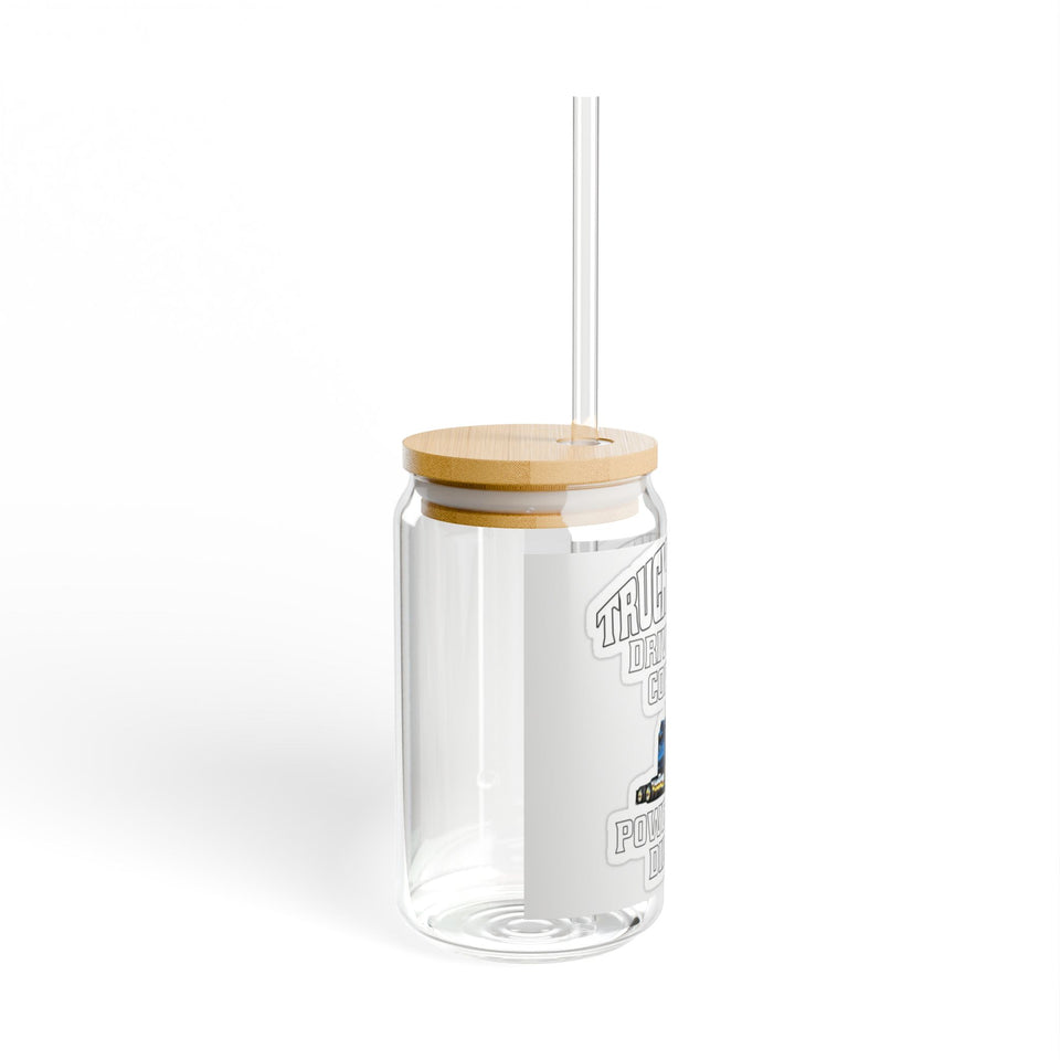 Truck Driver 16oz Sipper Glass – "Driven by Coffee, Powered by Diesel" Travel Tumbler