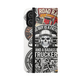 Trucker Sticker Collage Flip Case — Wallet Phone Cover for Truck Drivers