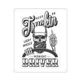 Keep On Truckin' Skull Driver Kiss-Cut Sticker — Retro Biker Trucking Decal