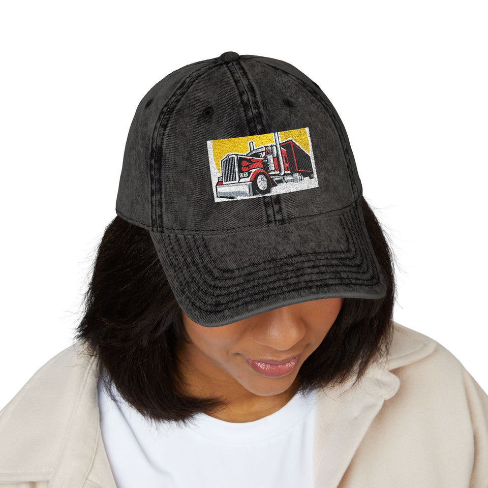 Vintage Embroidered Truck Cap — Retro Red Trucker Hat