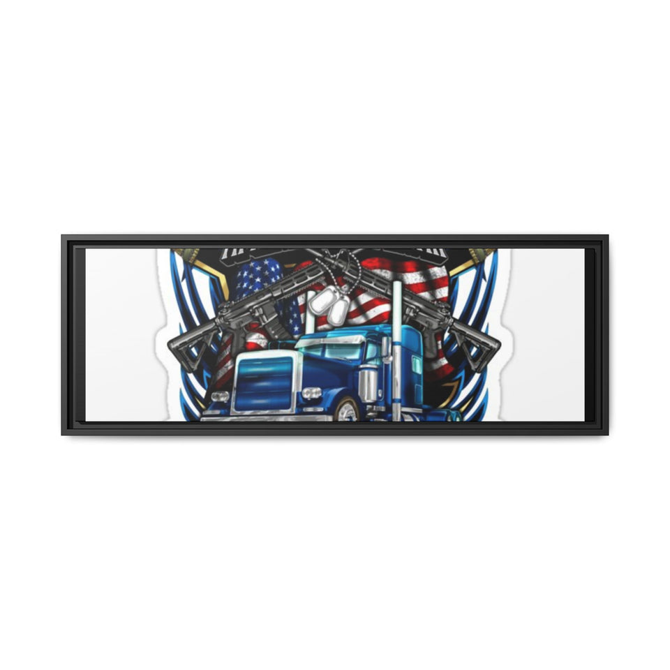 American Trucker American Veteran Framed Canvas - "Proud To Be Both" Patriotic Wall Art