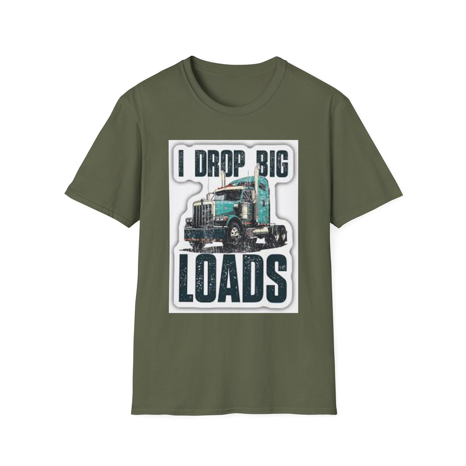 Trucker T-Shirt - "I Drop Big Loads" Vintage Semi Truck Graphic Tee