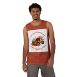 Trucker Flame Tank — "You Don't Truck Life, Life Trucks You" Graphic Muscle Tee