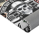 Trucker Patch Collage Area Rug — Vintage Semi Truck Stickers Design