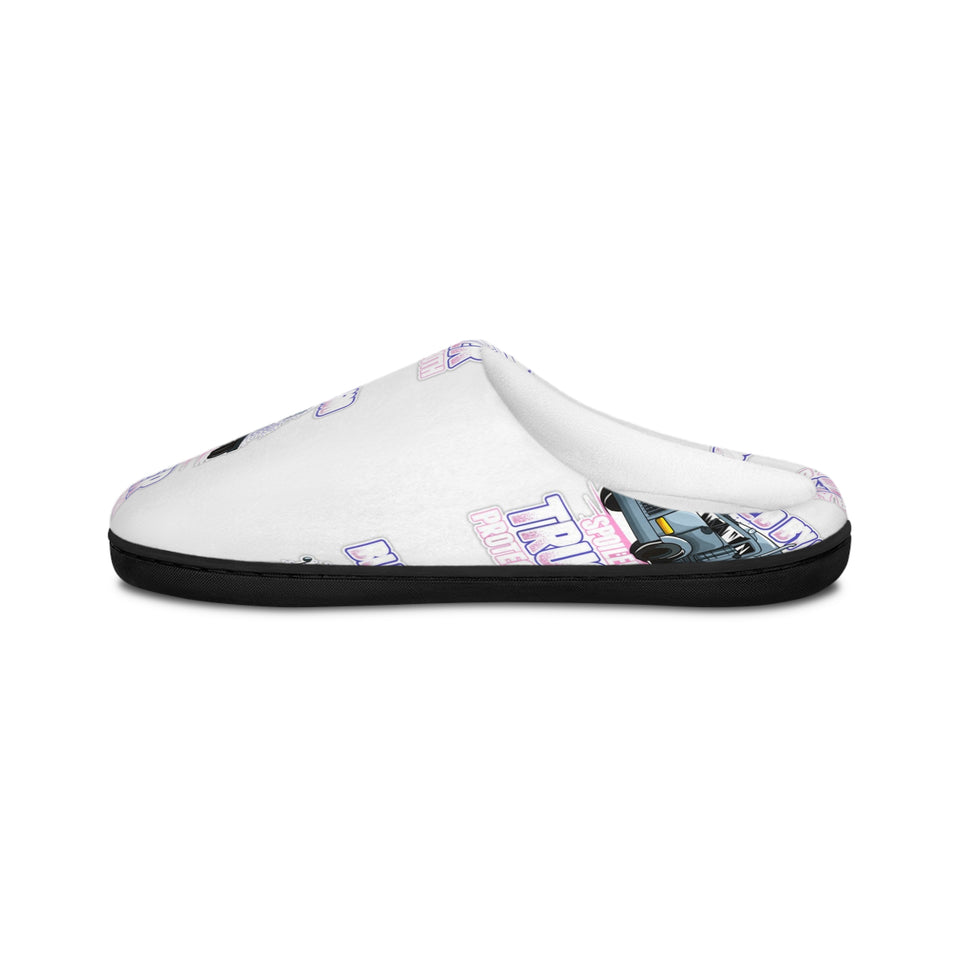 Truck Driver Graphic Slippers — "I Kissed a Trucker" Men's Indoor Slip-Ons