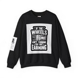 Trucker Crewneck Sweatshirt – "If the Wheels Ain't Turning You Ain't Earning" Vintage Rig Graphic