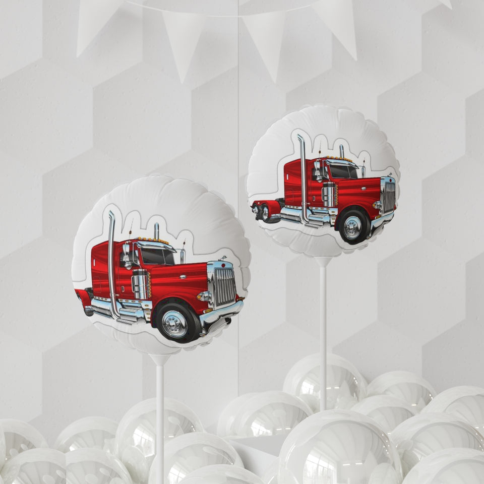 Red Semi Truck Foil Balloon — 11" Round/Heart-Shaped Party Balloon