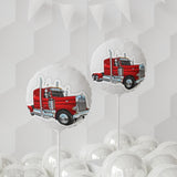 Red Semi Truck Foil Balloon — 11" Round/Heart-Shaped Party Balloon