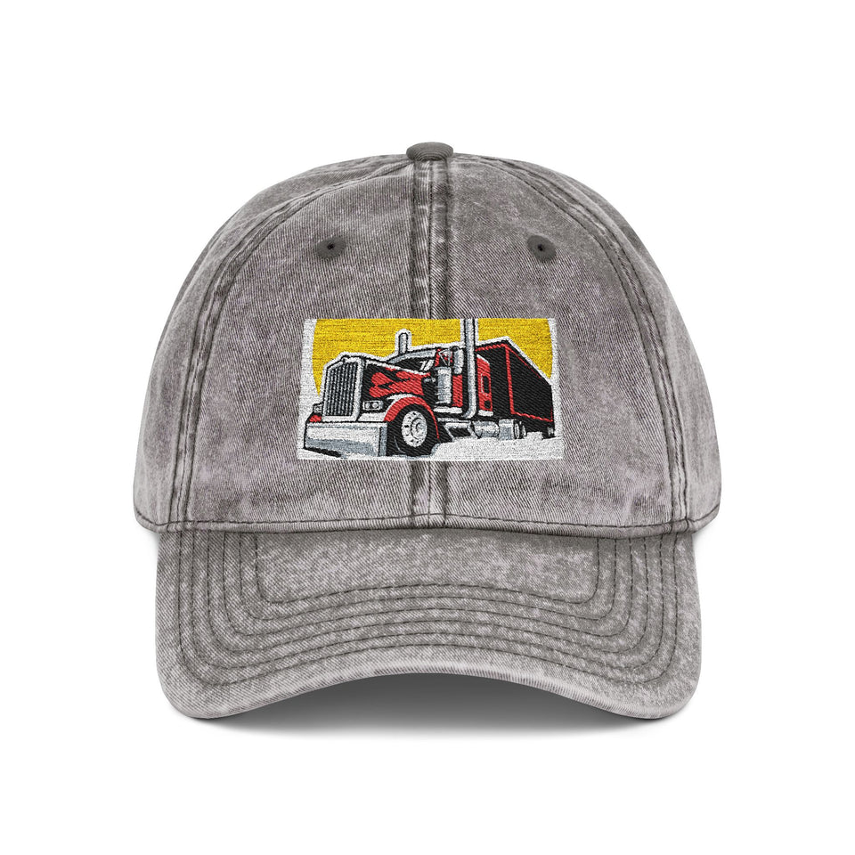 Vintage Embroidered Truck Cap — Retro Red Trucker Hat