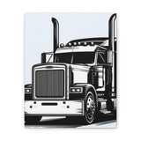 Semi Truck Wall Art Stretched Canvas – Black & White Trucker Decor