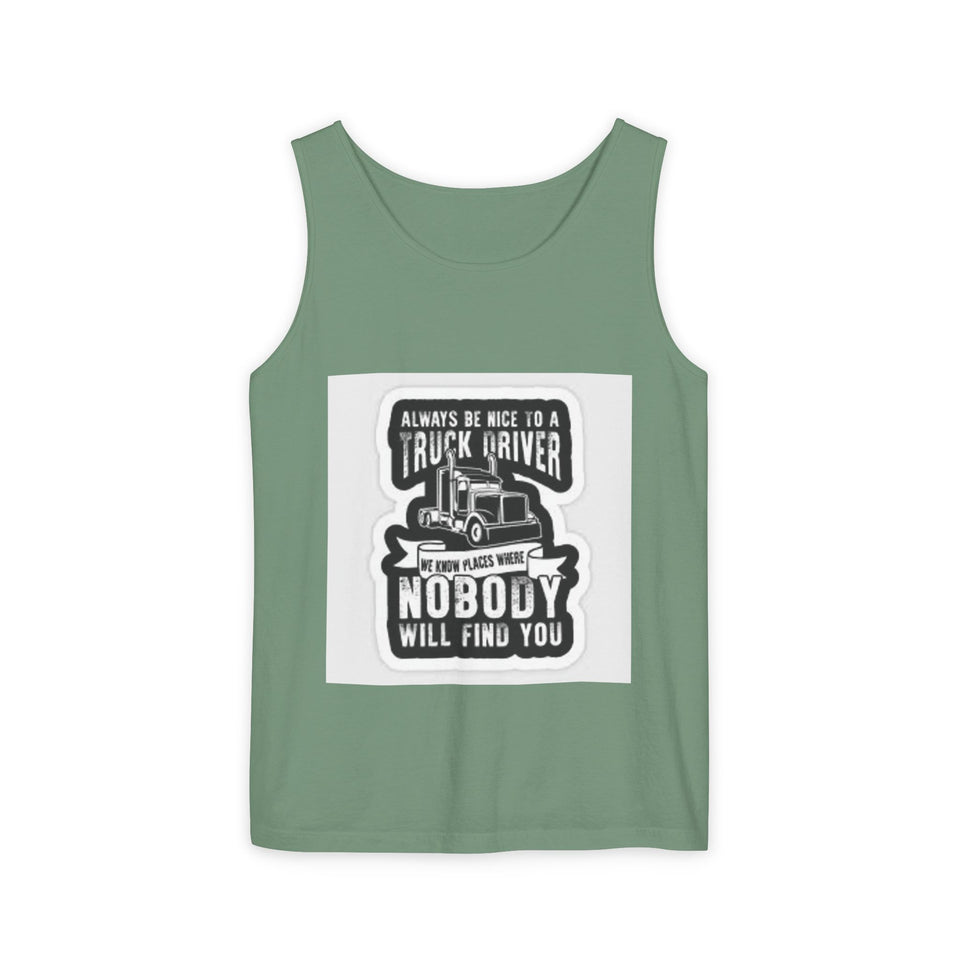 Truck Driver Tank Top — "Always Be Nice to a Truck Driver" Vintage Trucker Graphic