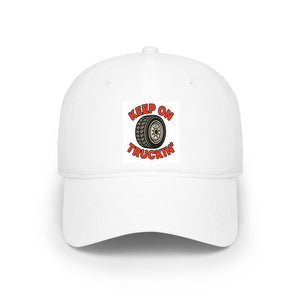 Keep On Truckin' Cap — Low Profile Baseball Hat with Vintage Truck Tire Graphic
