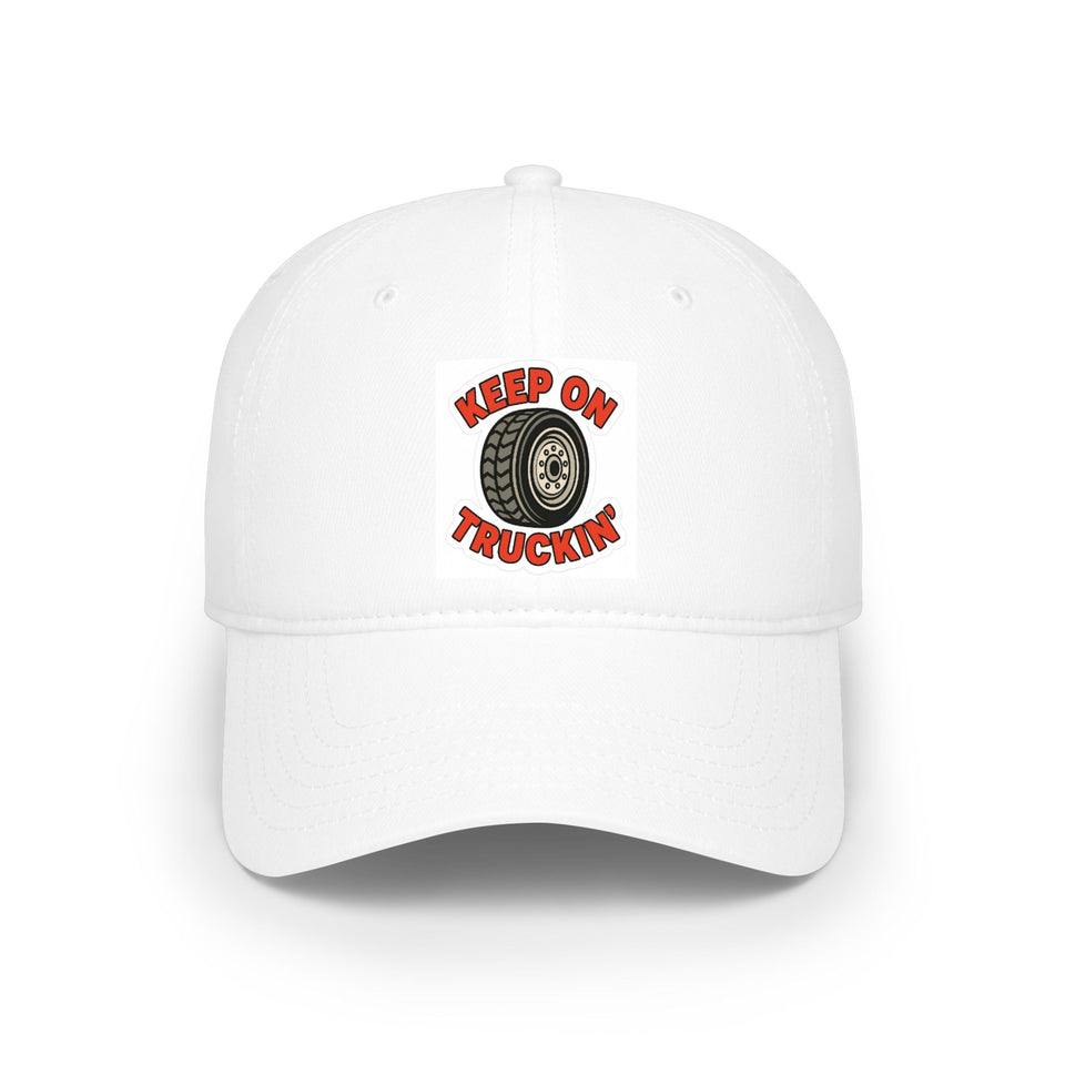 Keep On Truckin' Cap — Low Profile Baseball Hat with Vintage Truck Tire Graphic
