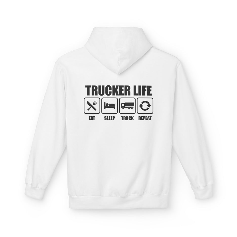 Trucker Life Hoodie — "Eat Sleep Truck Repeat" Graphic Hooded Sweatshirt