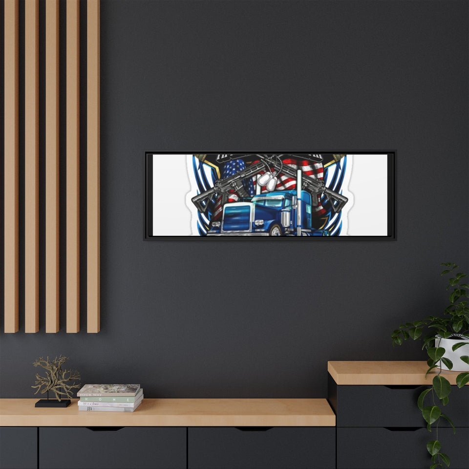 American Trucker American Veteran Framed Canvas - "Proud To Be Both" Patriotic Wall Art
