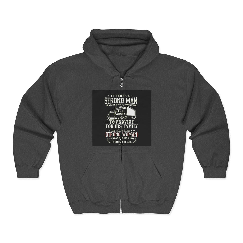 Strong Man Strong Woman Zip Hoodie – 'It Takes a Strong Man to Provide' Family Tribute