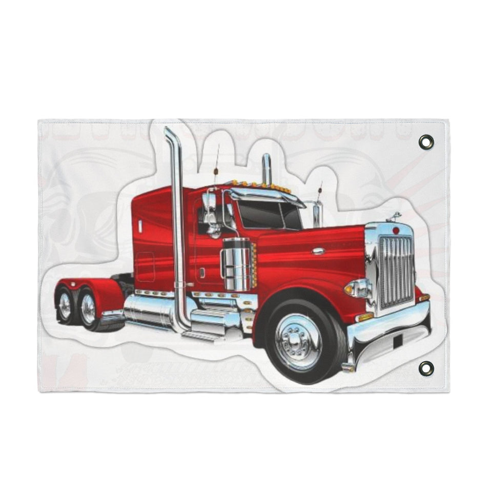 Double-Sided Truck Flag — Big Rig Skull Design (Grommeted Outdoor/Patio Banner)