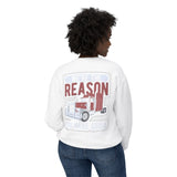 Trucker Crewneck Sweatshirt — “We’re the Reason You Have Stuff” Graphic