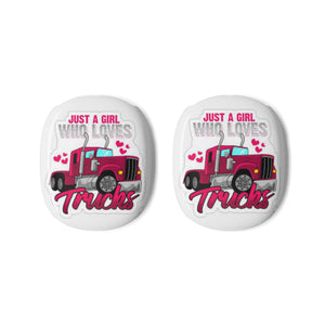 AirPod Max Case — "Just a Girl Who Loves Trucks" Pink Truck Design