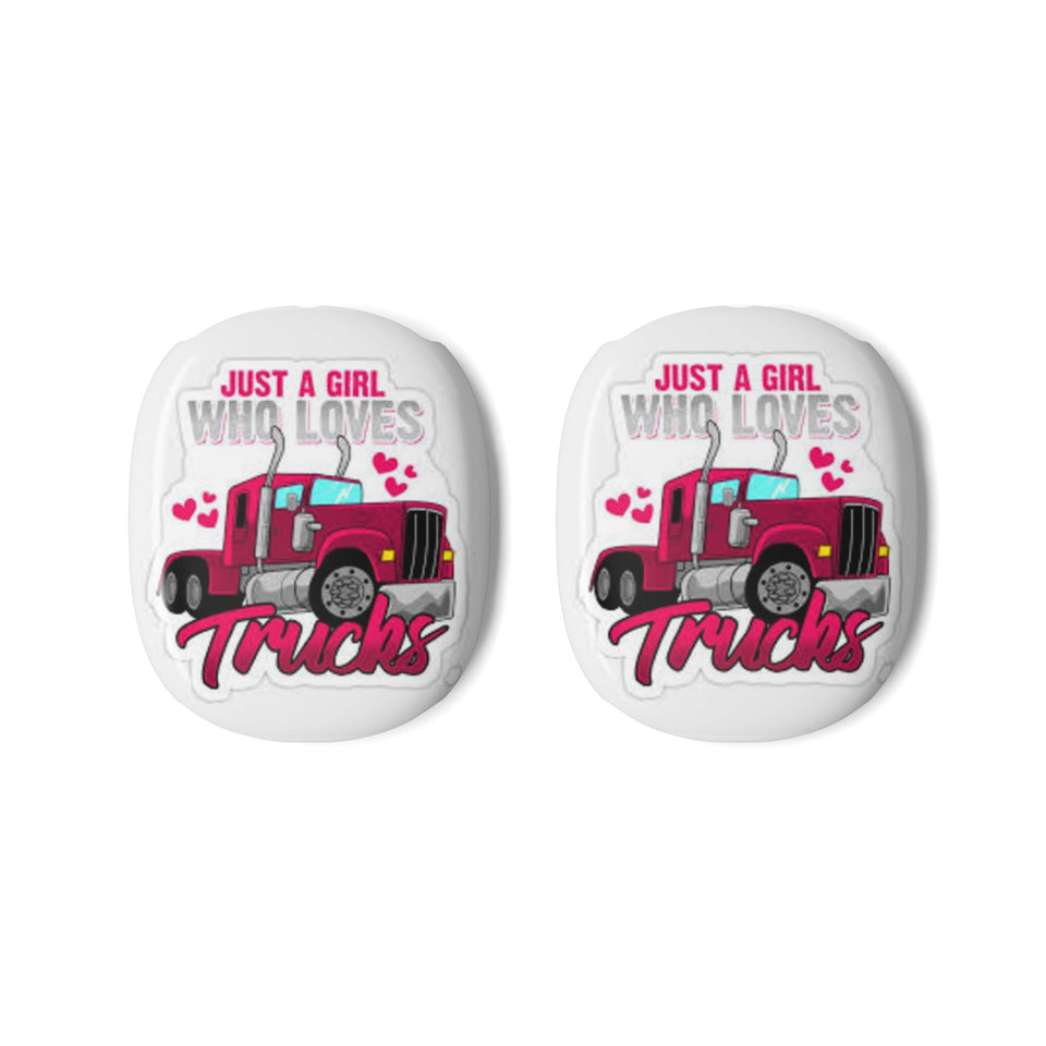 AirPod Max Case — "Just a Girl Who Loves Trucks" Pink Truck Design