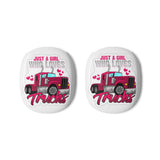AirPod Max Case — "Just a Girl Who Loves Trucks" Pink Truck Design