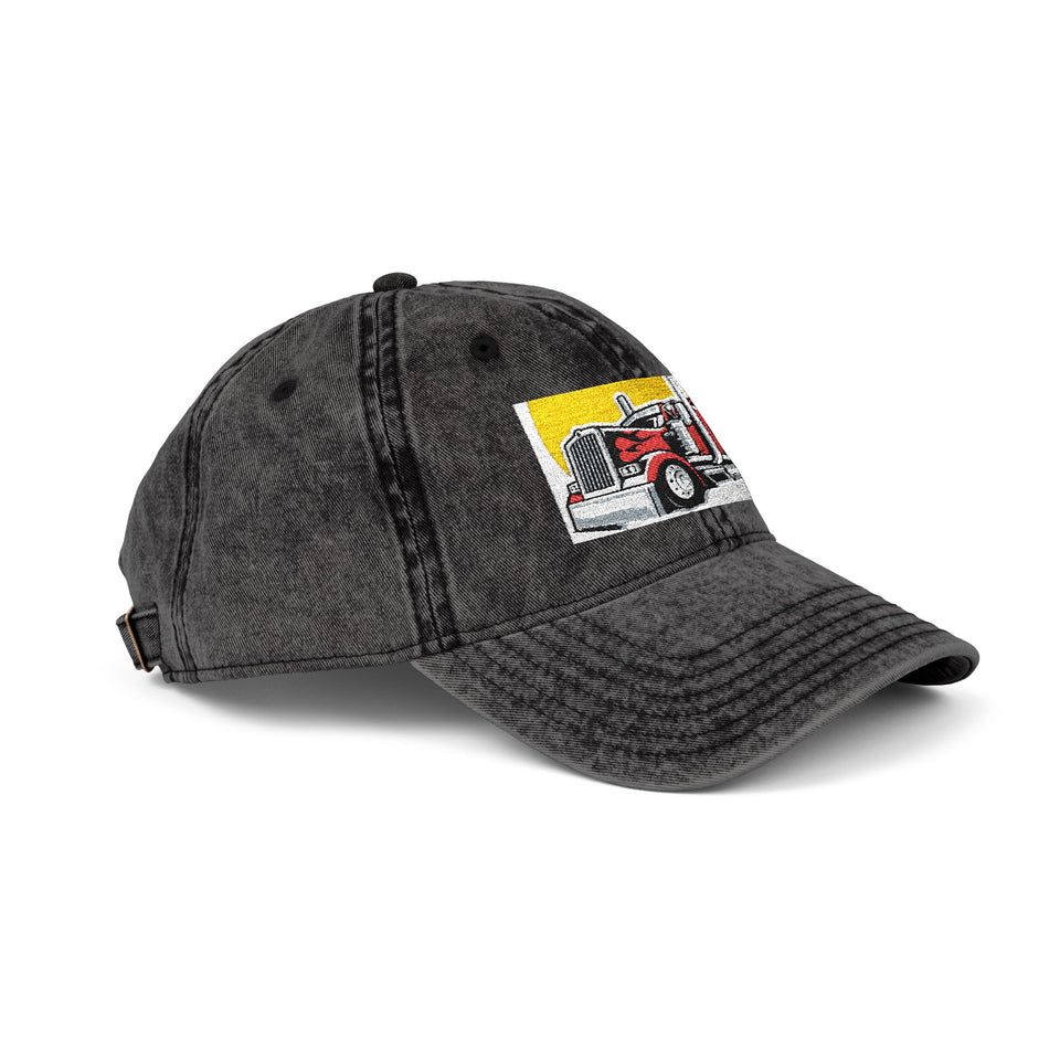 Vintage Embroidered Truck Cap — Retro Red Trucker Hat