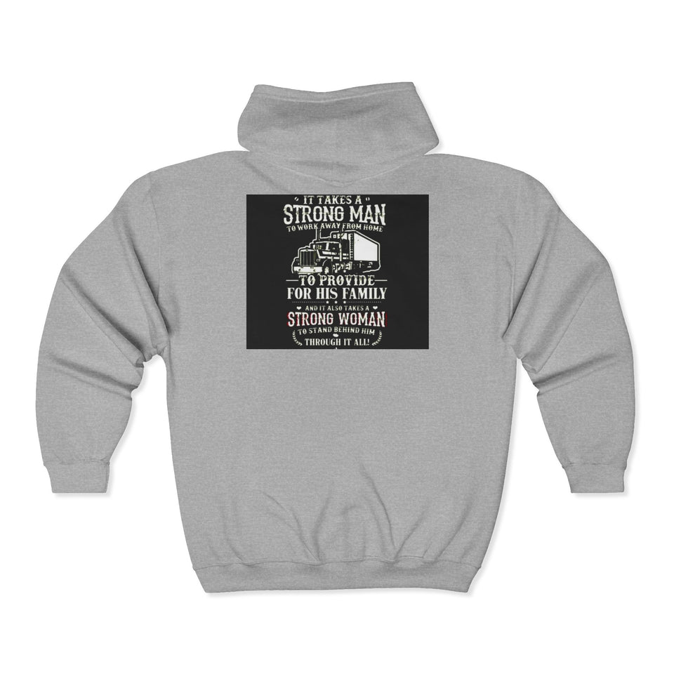 Strong Man Strong Woman Zip Hoodie – 'It Takes a Strong Man to Provide' Family Tribute