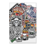 Trucker Patch Collage Area Rug — Vintage Semi Truck Stickers Design