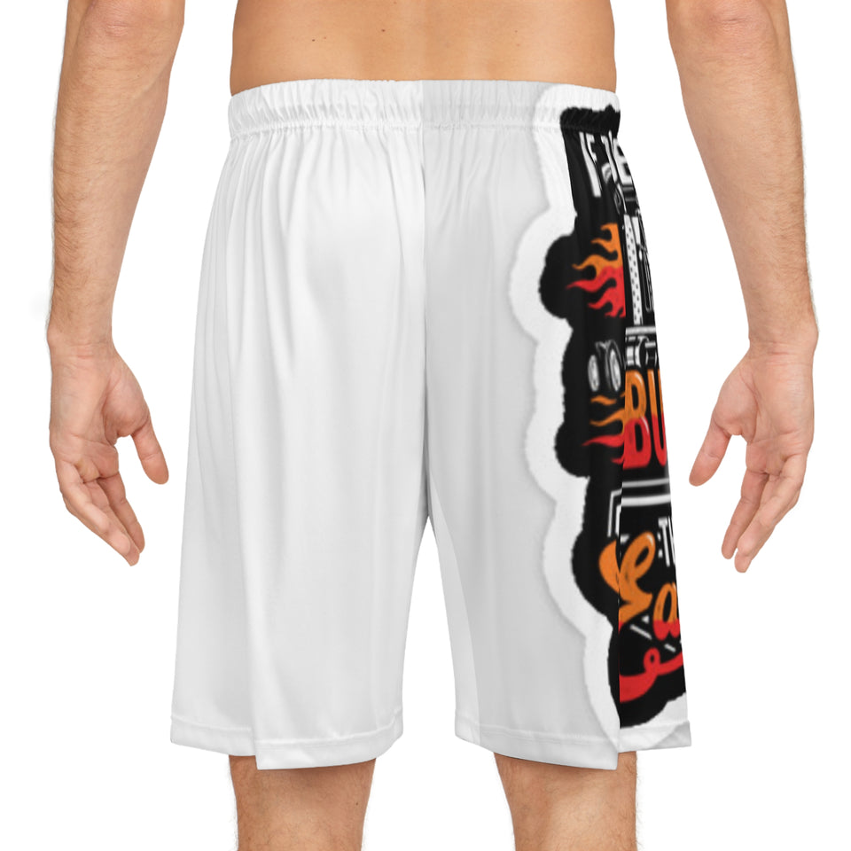 Basketball Shorts - 'Burnin' Diesel' Vintage Truck Graphic All-Over Print