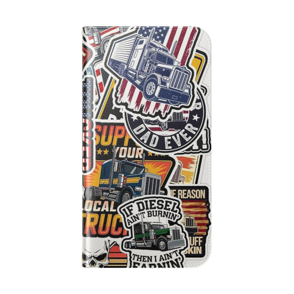 Trucker Sticker Collage Flip Case — Wallet Phone Cover for Truck Drivers