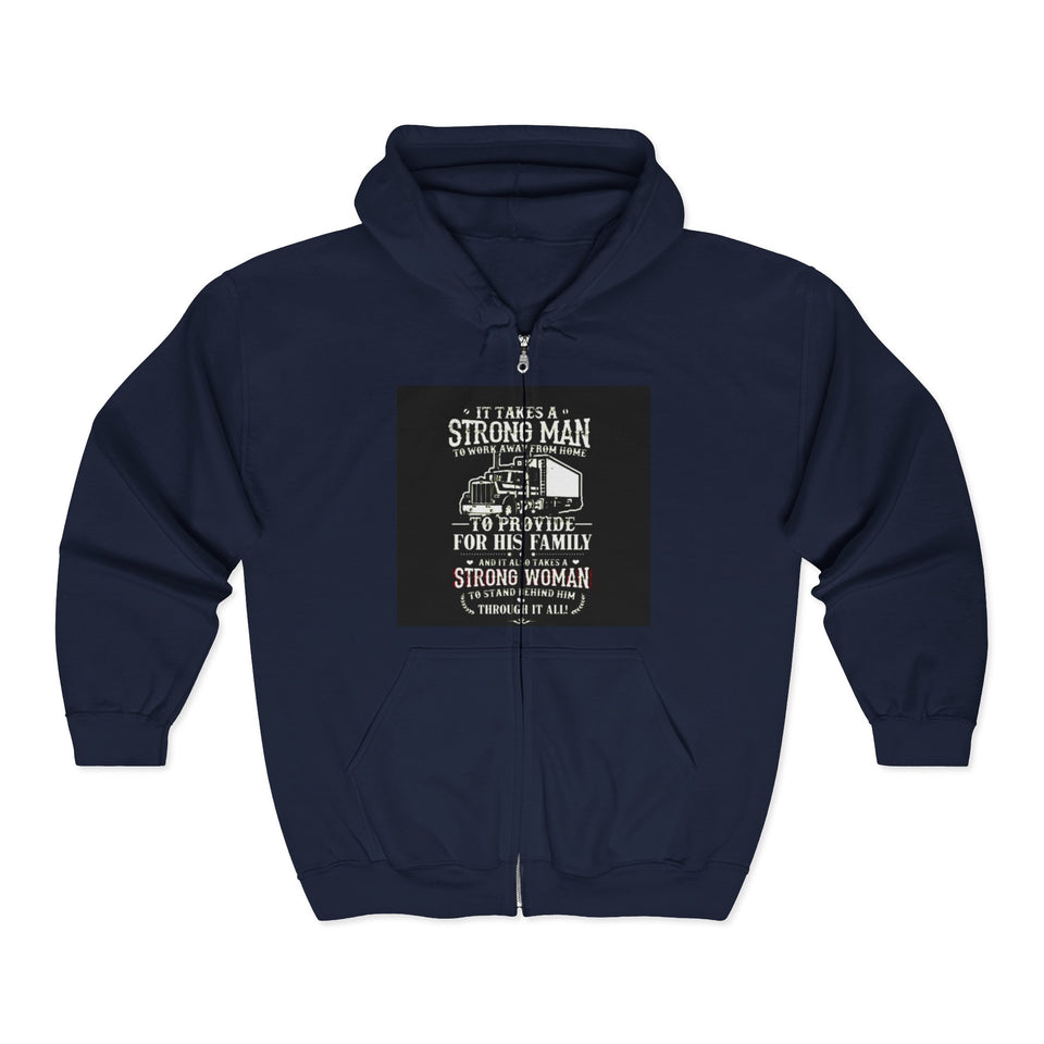 Strong Man Strong Woman Zip Hoodie – 'It Takes a Strong Man to Provide' Family Tribute