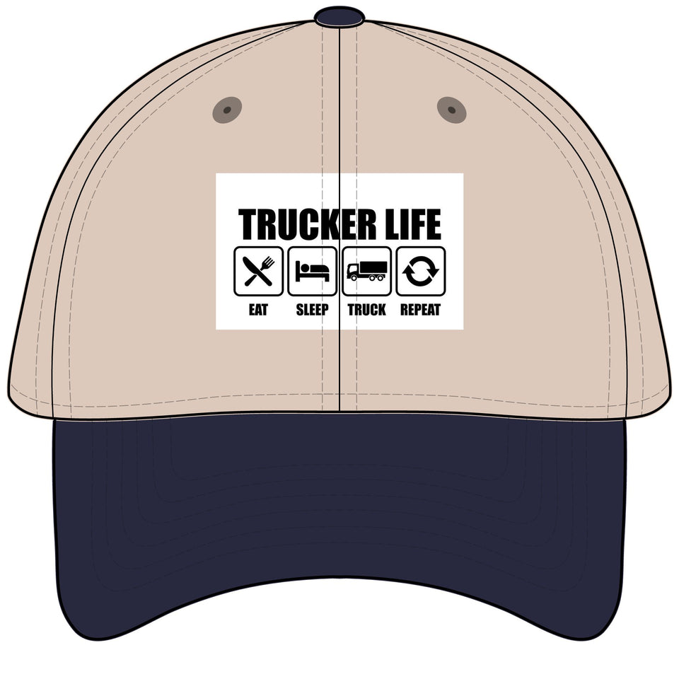 Trucker Life Garment Washed Baseball Cap — Eat Sleep Truck Repeat