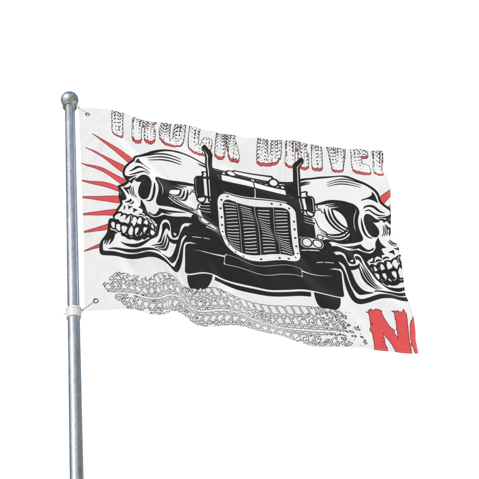 Double-Sided Truck Flag — Big Rig Skull Design (Grommeted Outdoor/Patio Banner)