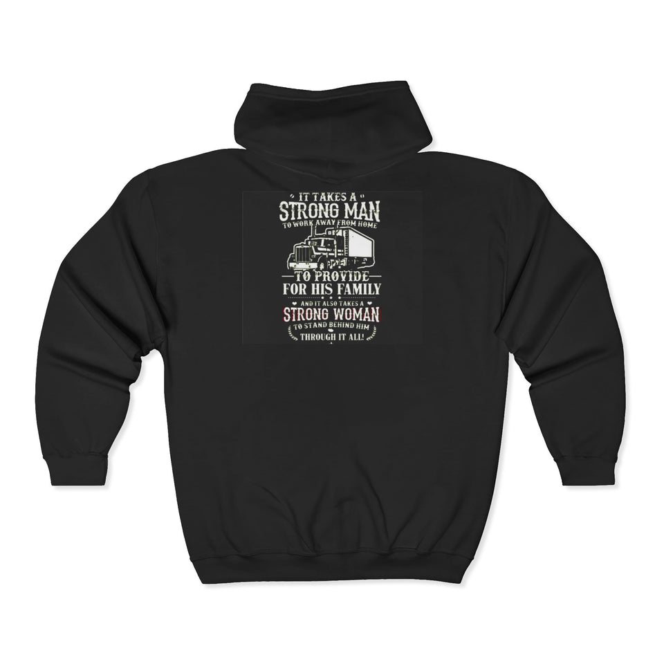 Strong Man Strong Woman Zip Hoodie – 'It Takes a Strong Man to Provide' Family Tribute
