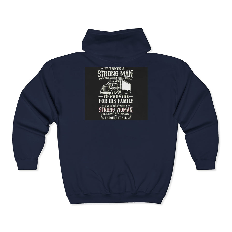 Strong Man Strong Woman Zip Hoodie – 'It Takes a Strong Man to Provide' Family Tribute